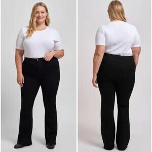 Universal Standard Sava Flare Jeans 40 Black High Rise 34" Bootcut Black NEW